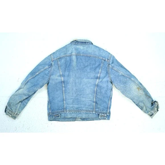 Storm Rider Lee Vintage Made in USA Denim Button Front Jean Jacket Distressed M - Picture 5 of 10